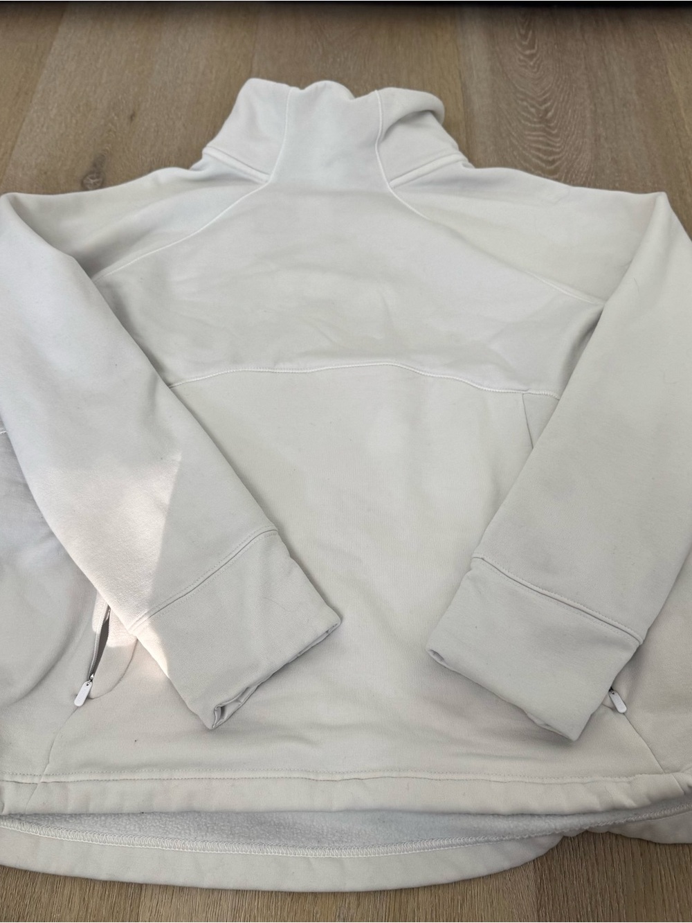 Athleta White Funnel Neck Pullover Sweatshirt
